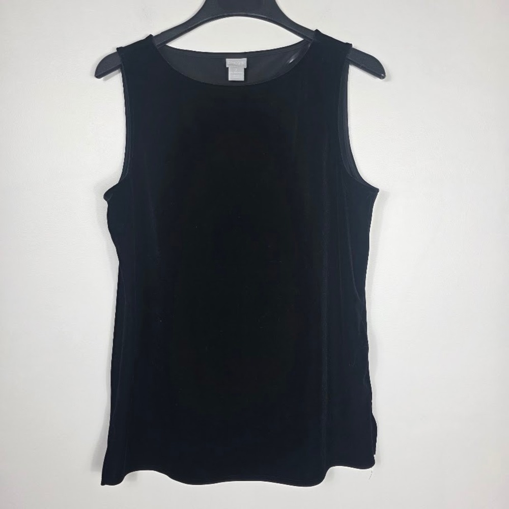 Chicos Travelers Black Velvet‎ Sleeveless Tank Top Women Size 2 12 14